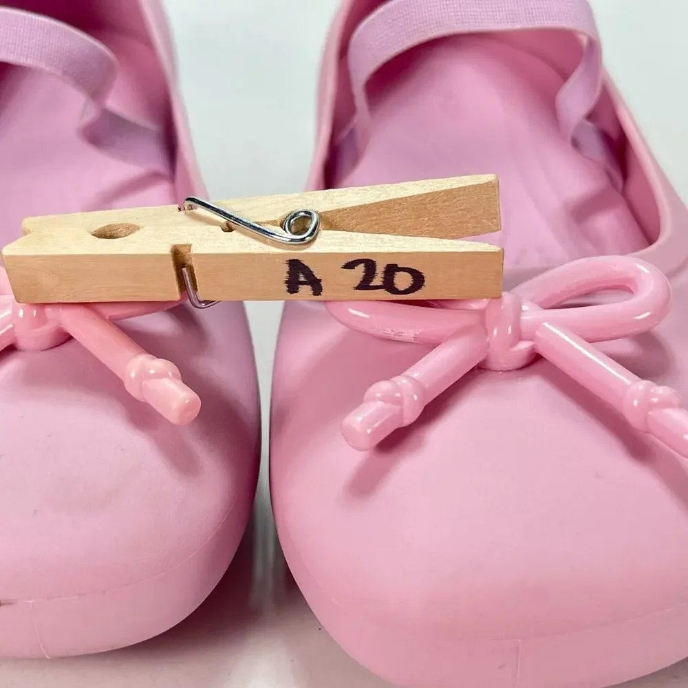 Crocs Pink Bow Flat Mary Jane Shoes Flats Slip On Youth Size 6 Women’s 8